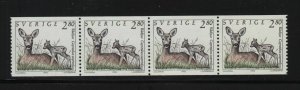 1992 SWEDEN MNH coil Roe Deer & Fawn Mi 1701A strip of 4