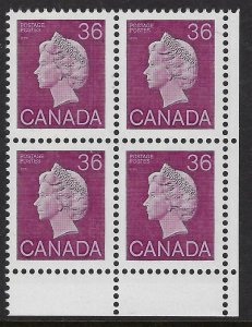 Scott 926A: 36c Plum Queen Elizabeth II Blank LR block, scarce, VF-NH