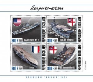 Togo - 2020 Aircraft Carrier Warships - 4 Stamp Sheet - TG200359a