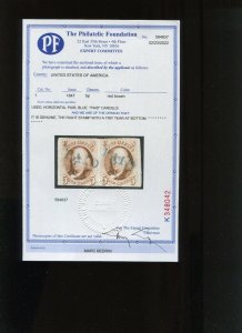 1 Franklin Used Pair of Stamps with Nice Blue Paid Cancel PF Cert (Bz 552)