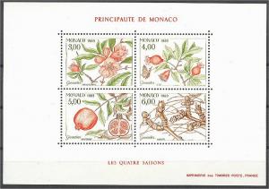 MONACO, SOUVENIR SHEET, 4 Seasons 1989 MH