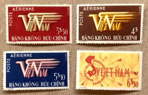 Vietnam South 1952 airmail set, lightly hinged.  Scott C1-C4, CV $5.00