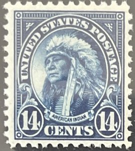 Scott #565 1923 14¢ American Indian flat plate perf. 11 MNH OG