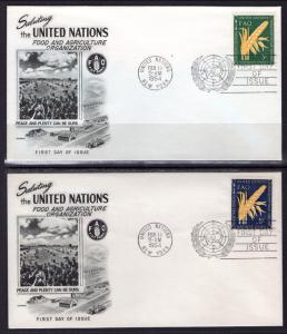 UN New York 23-24 Food Fleetwood U/A Set of Two FDC