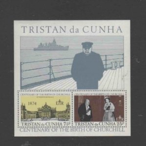 TRISTAN DA CUNHA #197a 1974 SIR WINSTON CHIRCHILL MINT VF NH O.G S/S aa