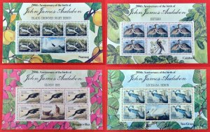 ZAYIX - 1986 Grenada Grenadines 732-735 Scarce Art / Audubon Birds sheetlets