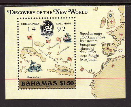 Bahamas Map 644 Souvenir Sheet MNH VF  