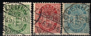 Denmark #38-40  F-VF Used CV $11.00  (X377)