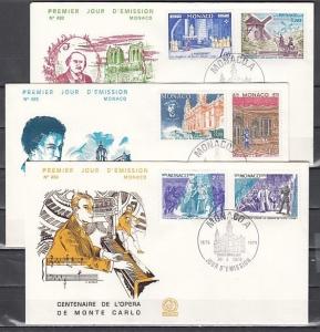 Monaco, Scott cat. 1167-1172. Monte Carlo Opera issue. 3 First day covers. ^