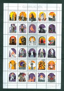 Faroe Islands. 1998 Christmas Seal Full Sheet Mnh. 4 Side Perf.  Bible Motifs