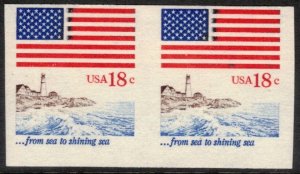 US 1981 18c Flag Coil Pair, Imperforate; Scott 1891a; MNH