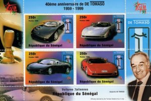 Senegal 1999 DE TOMASO Cars Italia'98 Exhibition Sheet Perforated Mint (NH)