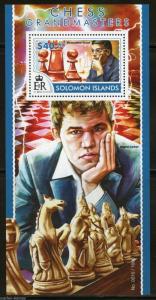 SOLOMON ISLANDS  2015  CHESSMASTERS ANAND & MAGNUS  CARLSEN   S/S  MINT NH