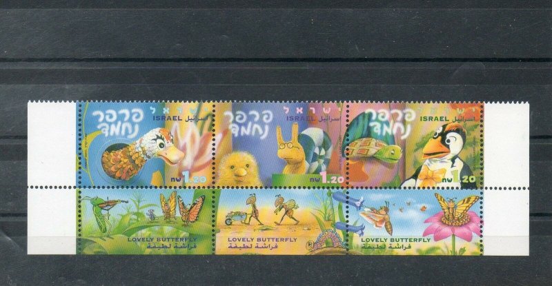 Israel Scott #1366-68 Butterfly TV Series Bottom Tab Row MNH!!