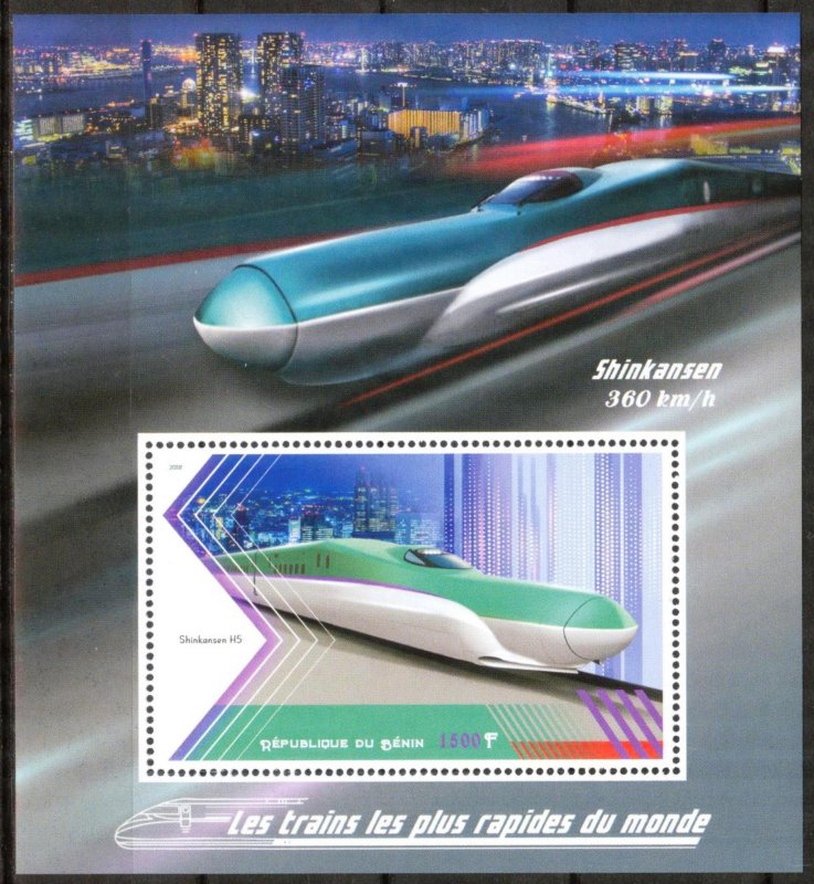 Benin 2018 Speed Trains Locomotives Shinkansen S/S MNH