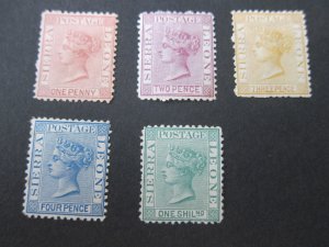 Sierra Leone 1872 Sc 6-10 QV set MH - Scarce