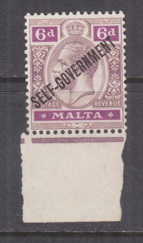 MALTA, 1922 KGV, Self Government overprint, Script CA, 6d., marginal, mnh.