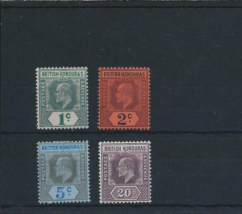 BRITISH HONDURAS 1902-03 SET OF FOUR MM SG 80/83 CAT £40