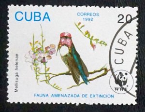 CUBA Sc# 3430 WWF HUMMINGBIRDS World Wildlife BIRDS  20c 1992 used cto