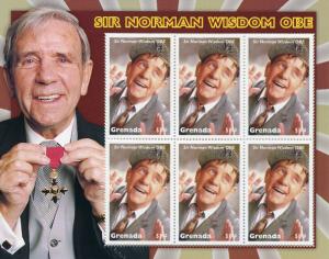 Grenada MNH Sir Norman Wisdom OBE 6v M/S Actors Celebrities Stamps