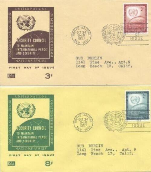 UN #69/70 FLUSHING - Pent Arts set of 2