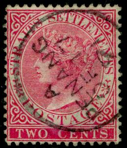 MALAYSIA - Straits Settlements SG63, 2c pale rose, FINE USED, CDS.