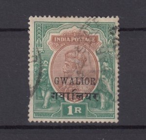 India Gwalior KGV 1912 1 Rupee O/P Fine Used BP9326