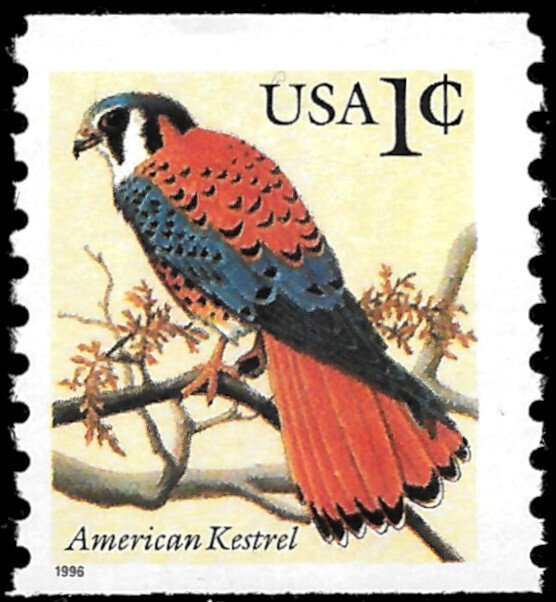 Scott 3044  1¢ American Kestrel Coil Single, MNH