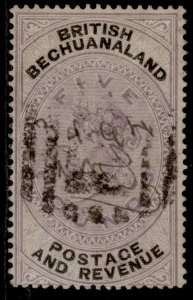 BRITISH BECHUANALAND QV SG21, $5 lilac & black, USED.