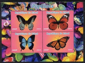 CHAD - 2014 - Butterflies - Perf 4v Sheet #3 - M N H - Private Issue