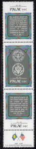 Palau 1987 MNH Sc 163a 44c Constitution Articles Triptych plus label