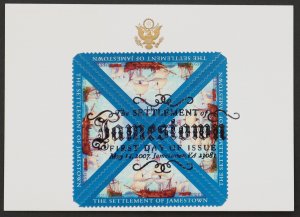 U.S. Used #4136 41c Jamestown 400th Block First Day Card. Pristine!