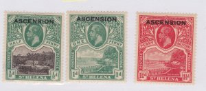 ASCENSION #1-3 mint VF hinged OVERPRINT on St Helena