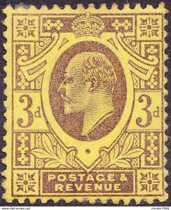 GREAT BRITAIN 1902 KEVII 3d Pale Purple/Lemon SG233b MH