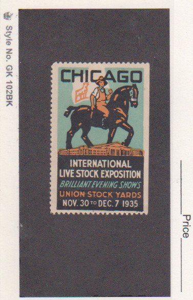 1935 Chicago International Live Stock Exposition Union Stock Yard Poster Stamp