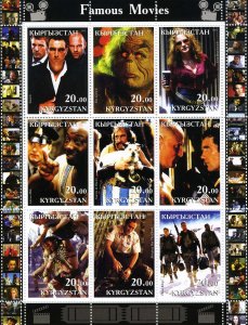 Kyrgyzstan 2001 Famous Movies Sheet (9) Perforated Mint (NH)