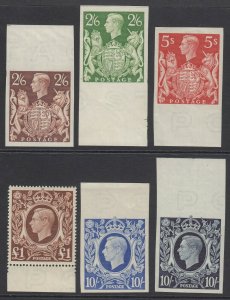 Great Britain 2939-48. 2/6-£1 King George VI arms, imprimaturs. SG 476-478b...