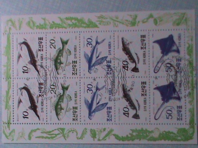 ​KOREA 1990 SC#2951-5  BEAUTIFUL LOVELY OCEAN FISHES-CTO SHEET-VERY FINE