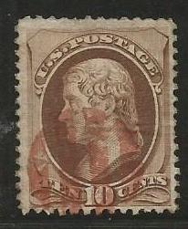 U.S. Scott #187 Used Single - Red Fancy Cancel