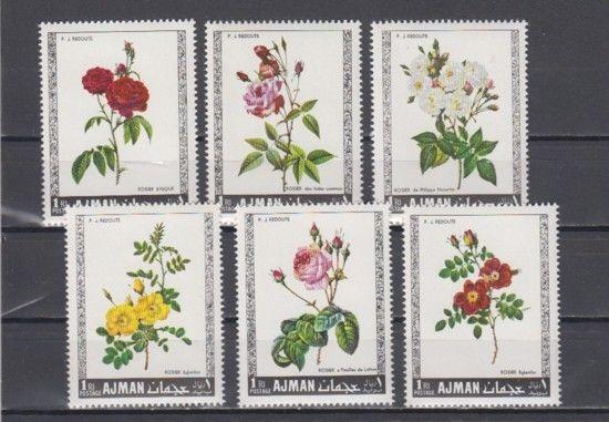 Ajman, Mi cat. 405-410 A. Various Roses issue. ^