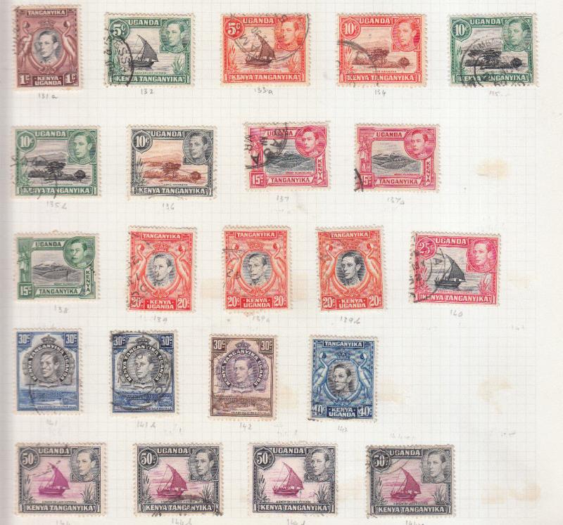 KENYA UGANDA TANGANYIKA 1938 pictorial set to £1 x2 includes variants USED