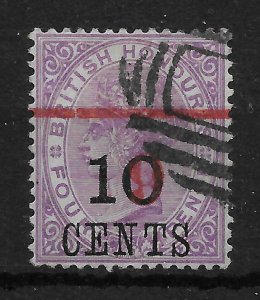 BRITISH HONDURAS SG43a 1891 6c ON 10c ON 4d WITH 6 & BAR INV USED