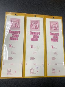 Showgard Stamp Mounts - Clear  #61 ( 61x215mm ) 15 Strips Group Of 3