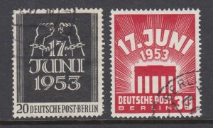 Germany, Berlin Sc 9N99-9N100 used. 1953 Breaking Chains, complete set, F-VF