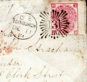 GB Scotland BRUNSWICK STAR 3d Cover 1871 Edinburgh TRANSATLANTIC Mail USA MC96a