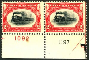 U.S. #295 MINT PL# PAIR OF 2 OG LH 