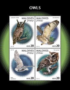 Z08 MLD181213a Maldives 2018 Owls Birds Vogel MNH ** Postfrisch