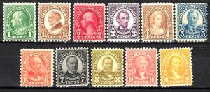 #581-591-US MINT SET OF 11 ISSUES OF 1923-1926-FINE-VF