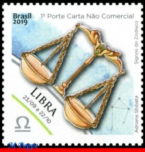 3407 BRAZIL 2019 ZODIAC SIGNS, LIBRA, ASTROLOGY, CONSTELLATION OF LIBRA, MNH