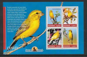 UGANDA 2014 CANARIES (1) M/S MNH 